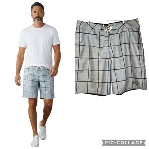 Nautica‎ Men's Plaid Swim Trunks Board Shorts Blue 41 (3112)